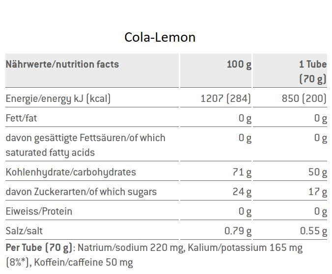 Sponser Liquid Energy Plus carbohydrate gel 70g tube Cola-Lemon - MedRara Store